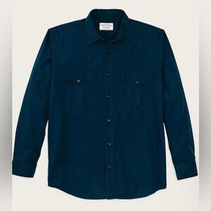 FILSON MEN’S SIZE SMALL BLUE MUSSEL WASHED FEATHER CLOTH SHIRT